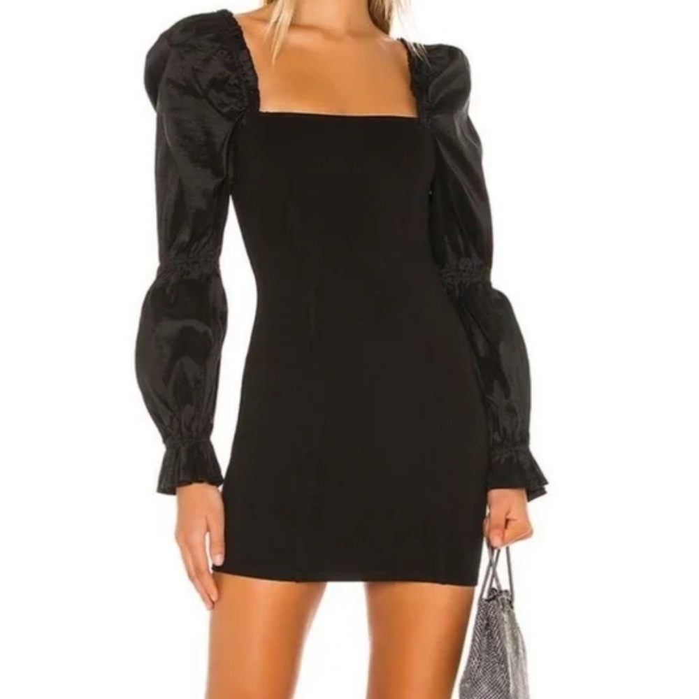 NWT a loves a BLACK BODYCON MINI DRESS WITH BUBBLE SLEEVES small